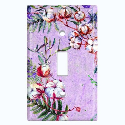 Metal Light Switch Plate Outlet Cover (Cotton Flower Frame Gray  - Single Toggle) - Image 0