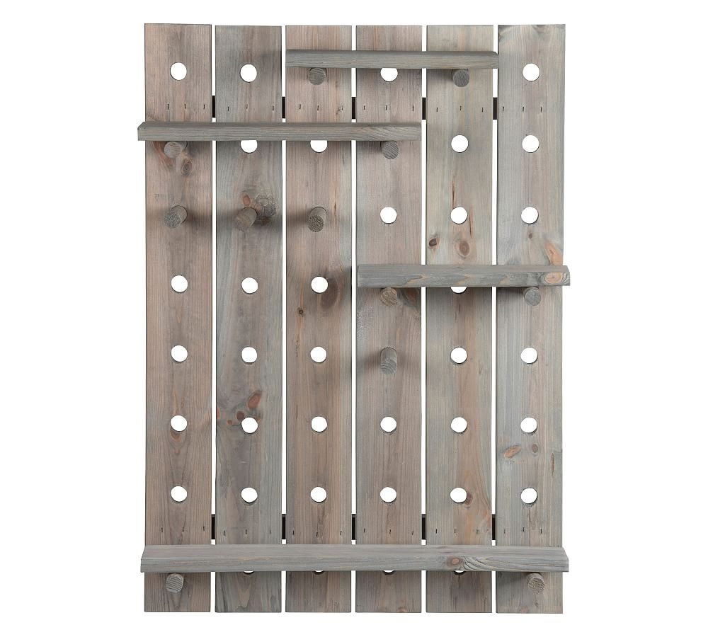Belsay Outdoor Wooden Pegboard with Shelves, 22" x 31" - Image 0