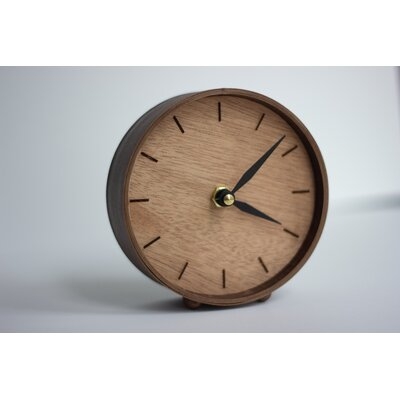 Analog Birch Wood Quartz Tabletop Clock in Brown - Image 0