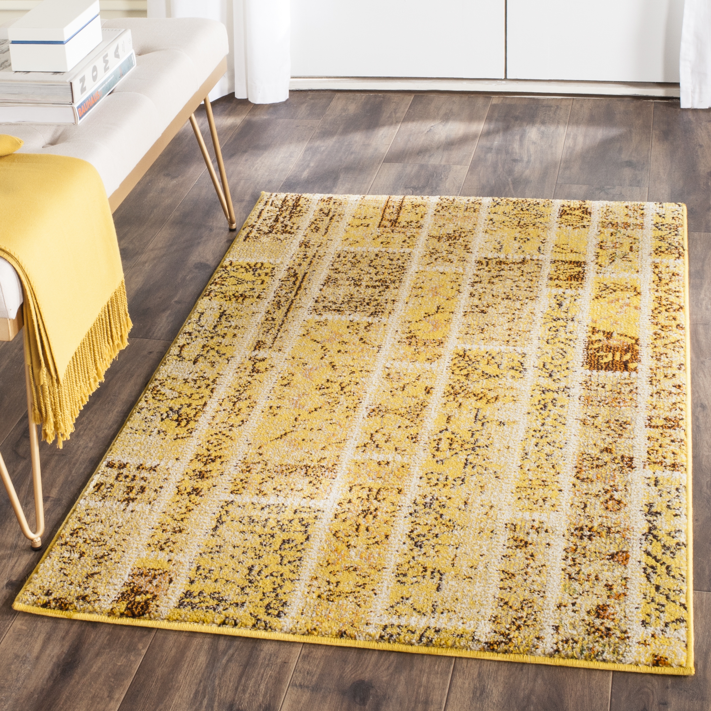 Arlo Home Woven Area Rug, MNC216K, Yellow/Multi,  3' X 5' - Image 1