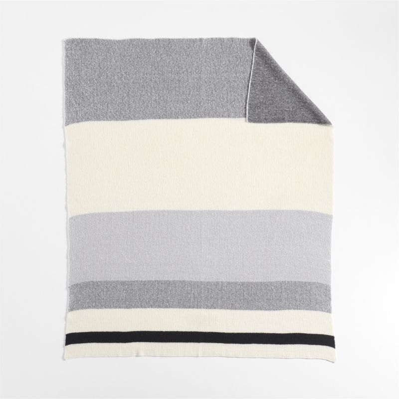 Ribbed Knit 70"x55" Wool Blend Storm Grey Throw Blanket - Image 1