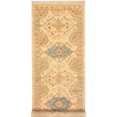 One-of-a-Kind Daphni Hand-Knotted New Age Oushak Beige 2'9" x 7'8" Runner Wool Area Rug - Image 0