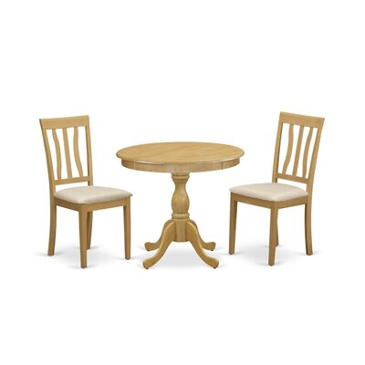 Alcott Hill® Phyllida-OAK-C 3 Piece Dining Table Set - 1 Wooden Dining Table And 2 Oak Dining Chairs - Oak Finish - Image 0