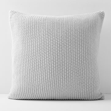 Cotton Knit Pillow Cover 20"x20", Set of 2, Frost Gray - Image 0