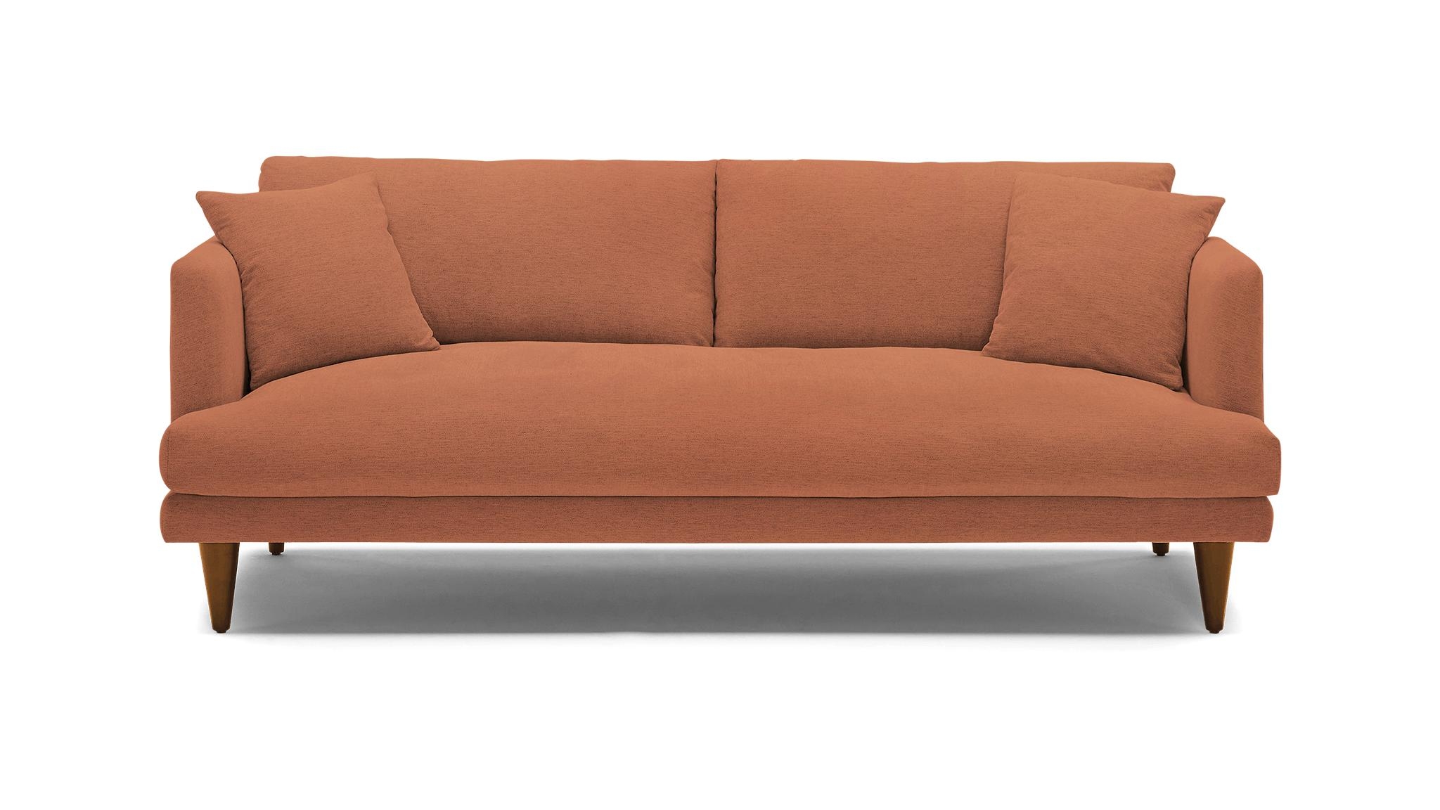 Pink Lewis Mid Century Modern Sofa - Plush Terra Rose - Mocha - Cone - Image 0