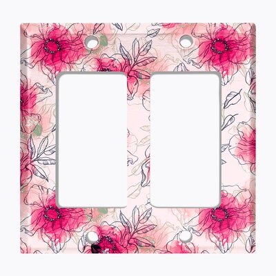 Metal Light Switch Plate Outlet Cover (Watercolor Flowers Orange - Double Rocker) - Image 0