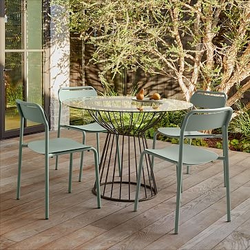 Outdoor Metal Stacking Dining Chair, Lush, Set of 2 - Image 1