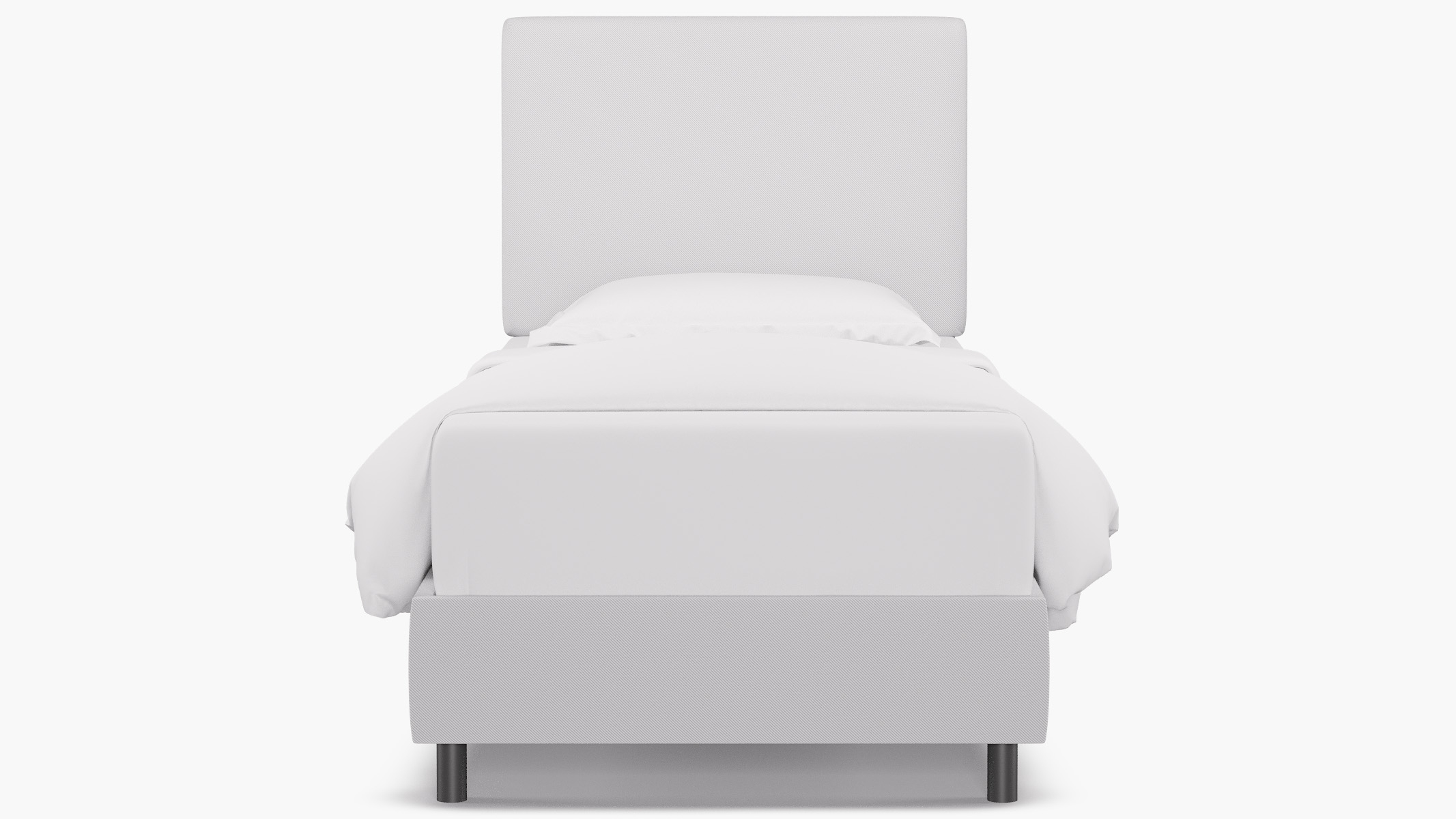 Square Back Bed, White Twill, Twin - Image 0