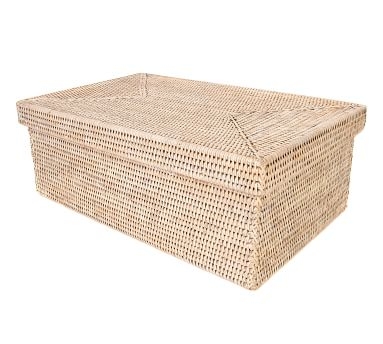 Tava Handwoven Rattan Rectangular Storage Box With Lid, Natural - Image 5