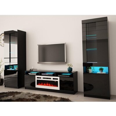 Anwitha WH05 Electric Fireplace Modern Wall Unit Entertainment Center - Image 0