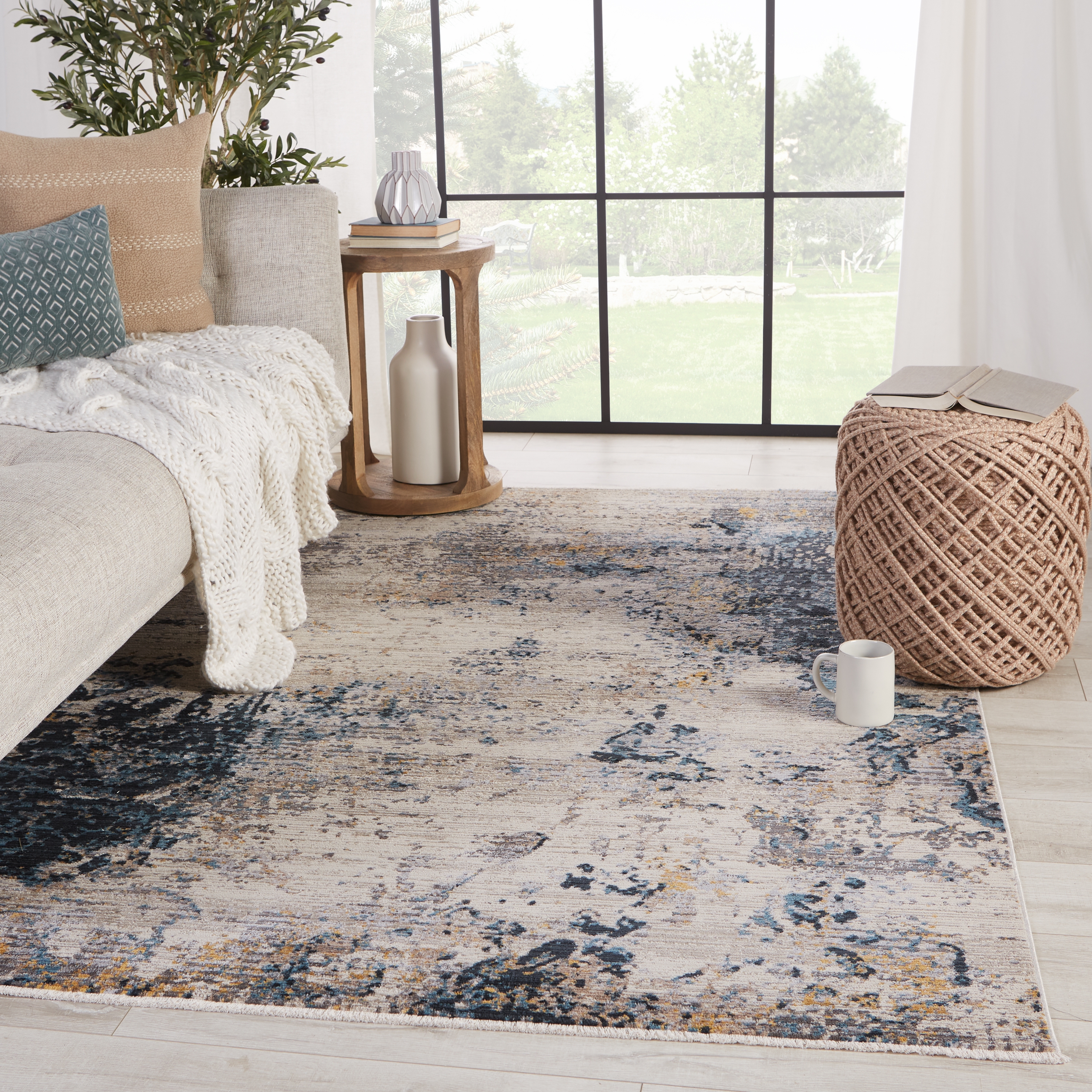 Vibe by Terrior Abstract Blue/ Gold Area Rug (8'10"X12'7") - Image 4