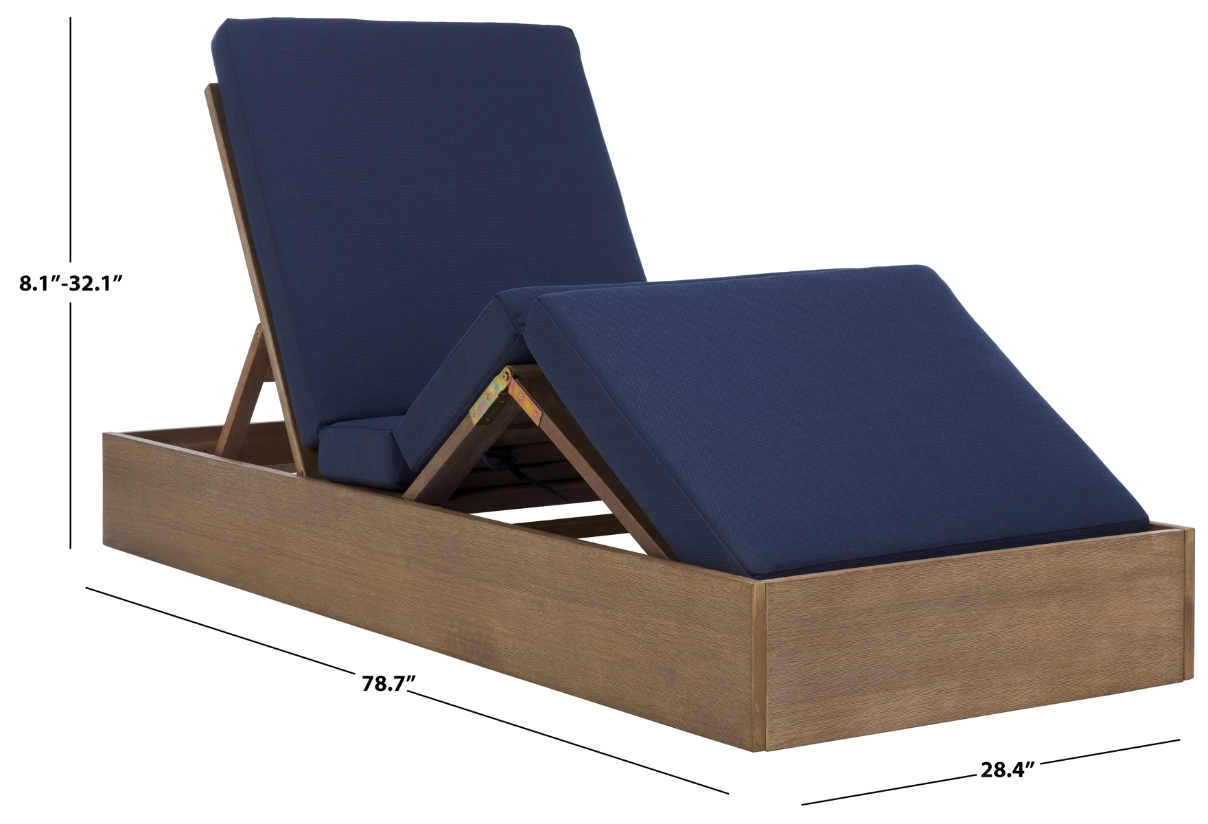Vincent Wood Chaise Lounge Chair - Natural/Navy - Image 8