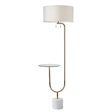 Deco Shelf Floor Lamp, Polished Nickel & White Marble - Image 2