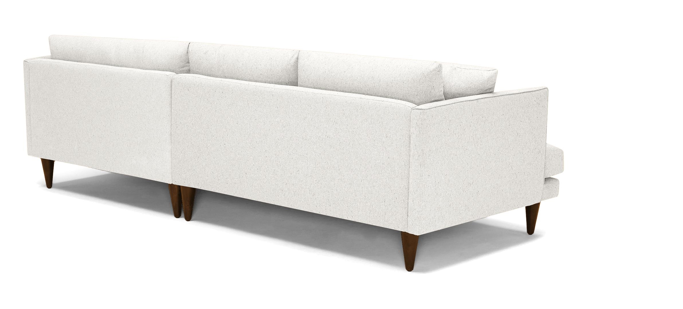 White Lewis Mid Century Modern Sectional - Tussah Snow - Mocha - Right - Cone - Image 3