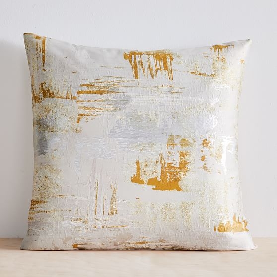 Painterly Brocade Pillow Cover, 24"x24", Dark Horseradish - Image 0