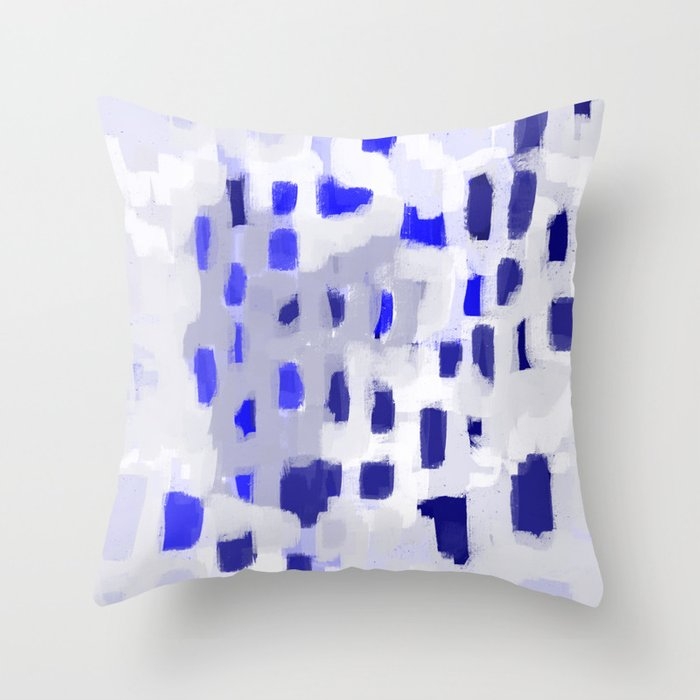 Symba - Abstract Painting Dorm College Decor Art Dots Indigo Blue Grey Modern Canvas Art Throw Pillow by Charlottewinter - Cover (20" x 20") With Pillow Insert - Outdoor Pillow - Image 0