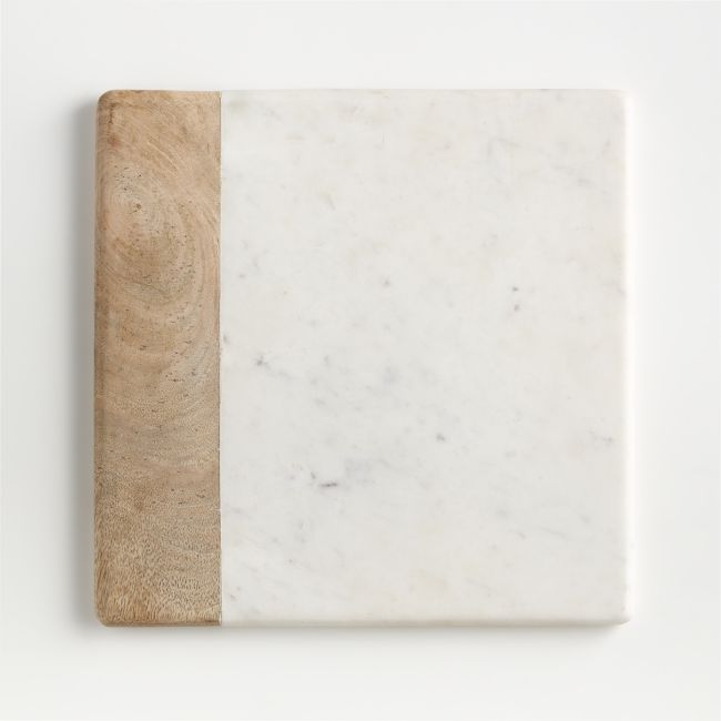 Wood Marble Square Platter - Image 0