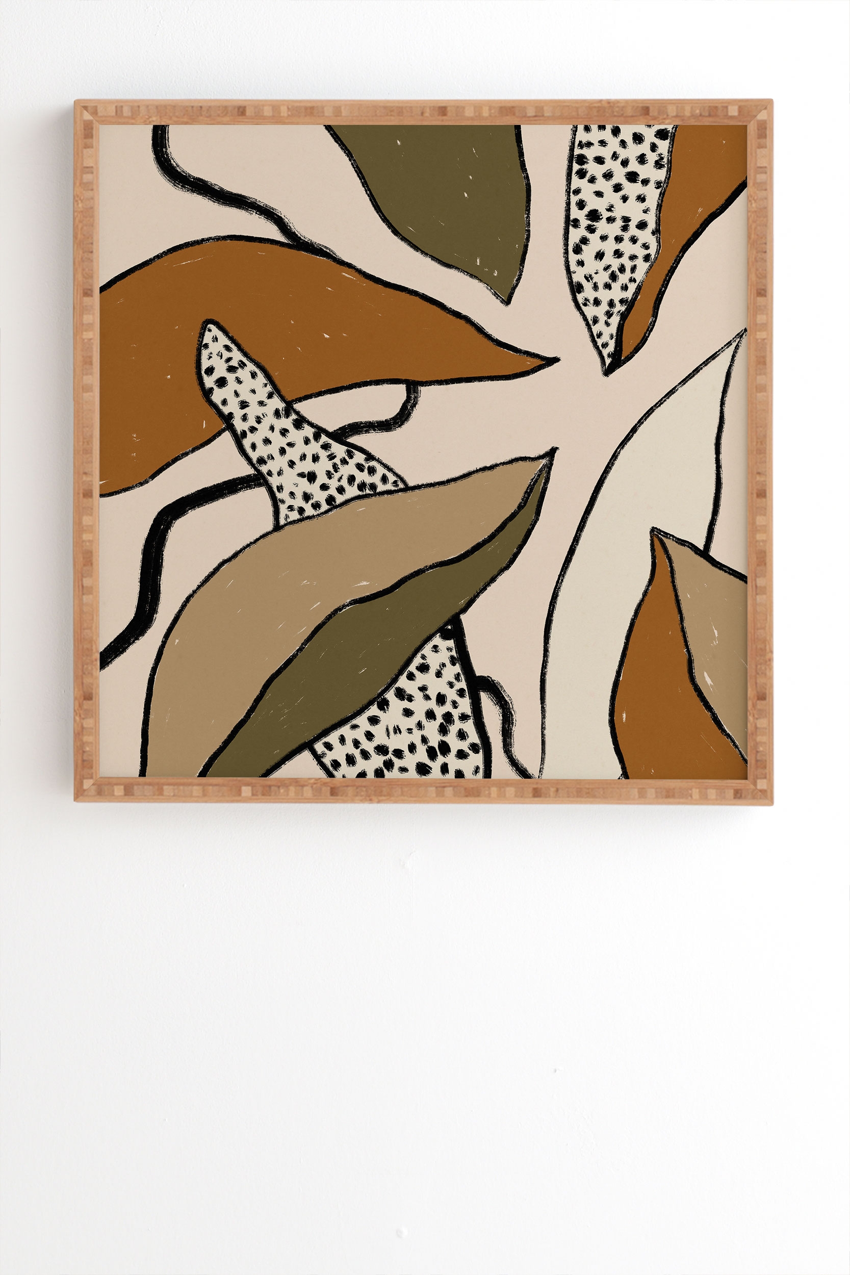 Patterned Tropical Leaves by Alisa Galitsyna - Framed Wall Art Bamboo 20" x 20" - Image 0