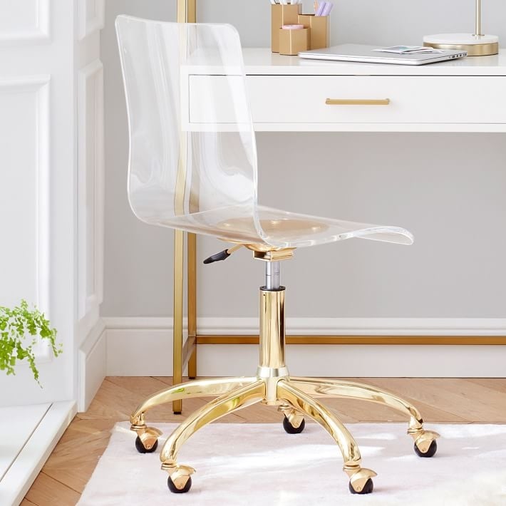 Piper Acrylic Swivel Desk Chair, Acrylic - Image 1