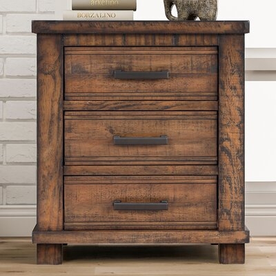Rustic Three Drawer Reclaimed Solid Wood Framhouse Nightstand - Image 0