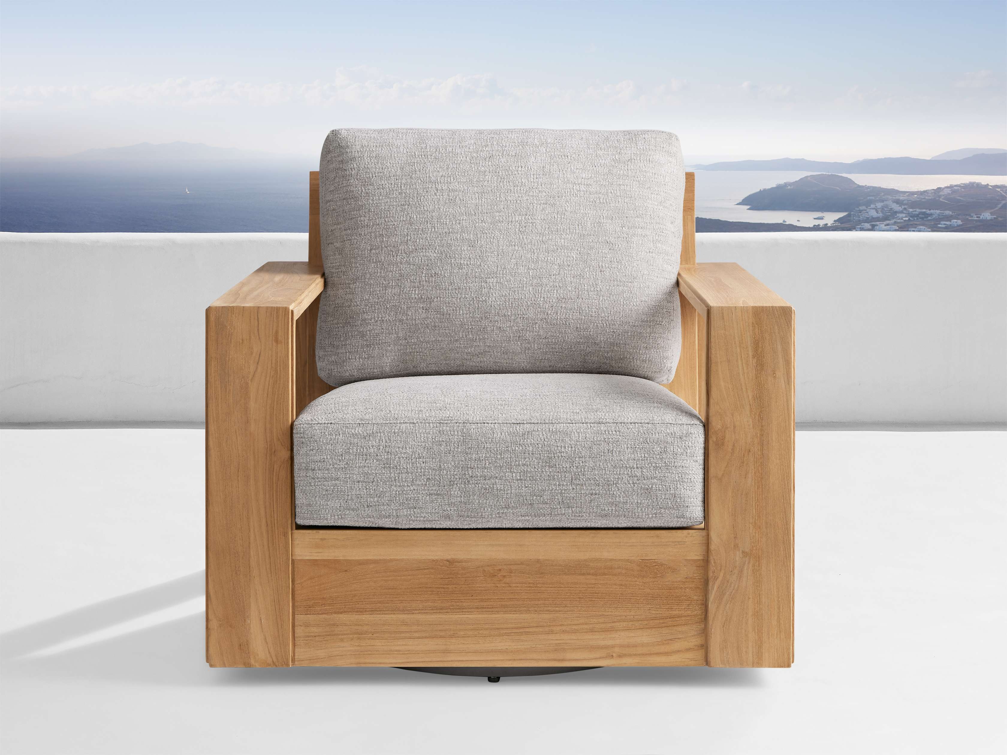 Canyon Outdoor Swivel Chair Teak in Natural  Shardai Zinc  - Image 0