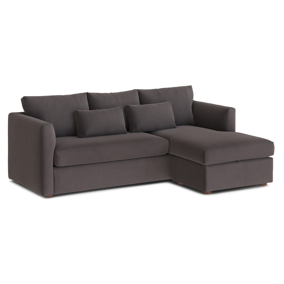 Marina 90" Velvet Reversible Storage Sleeper Sectional - Hale Warm Gray - Image 2