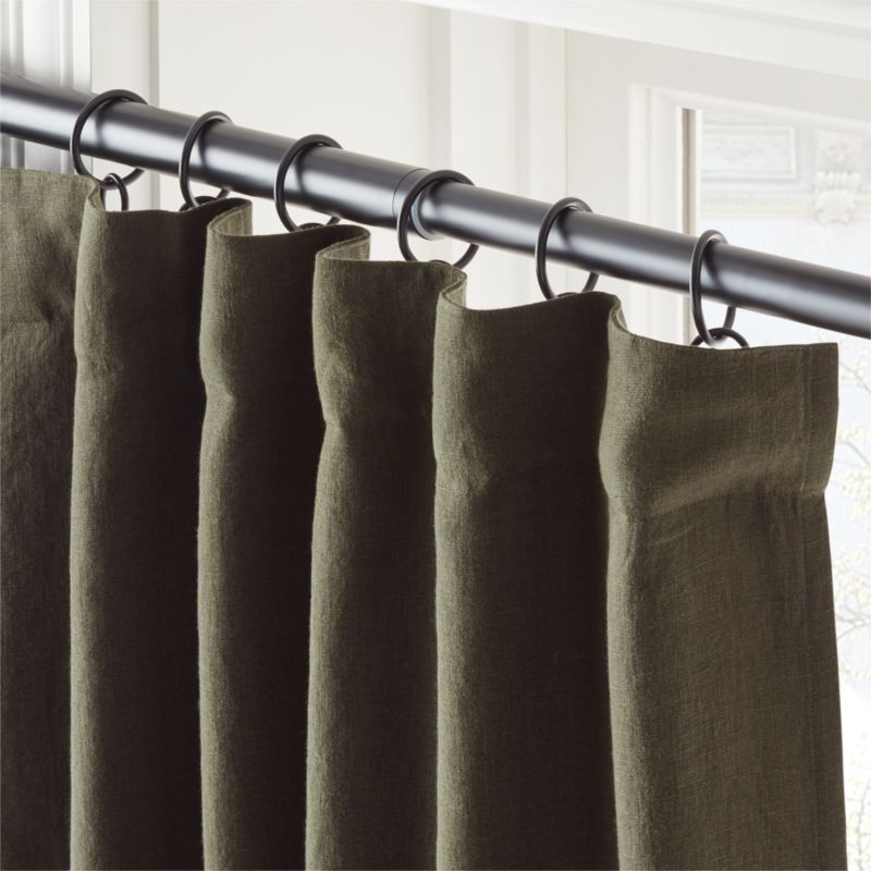 Forest Green EUROPEAN FLAX™-Certified Linen Blackout Window Curtain Panel 48''x96" - Image 1