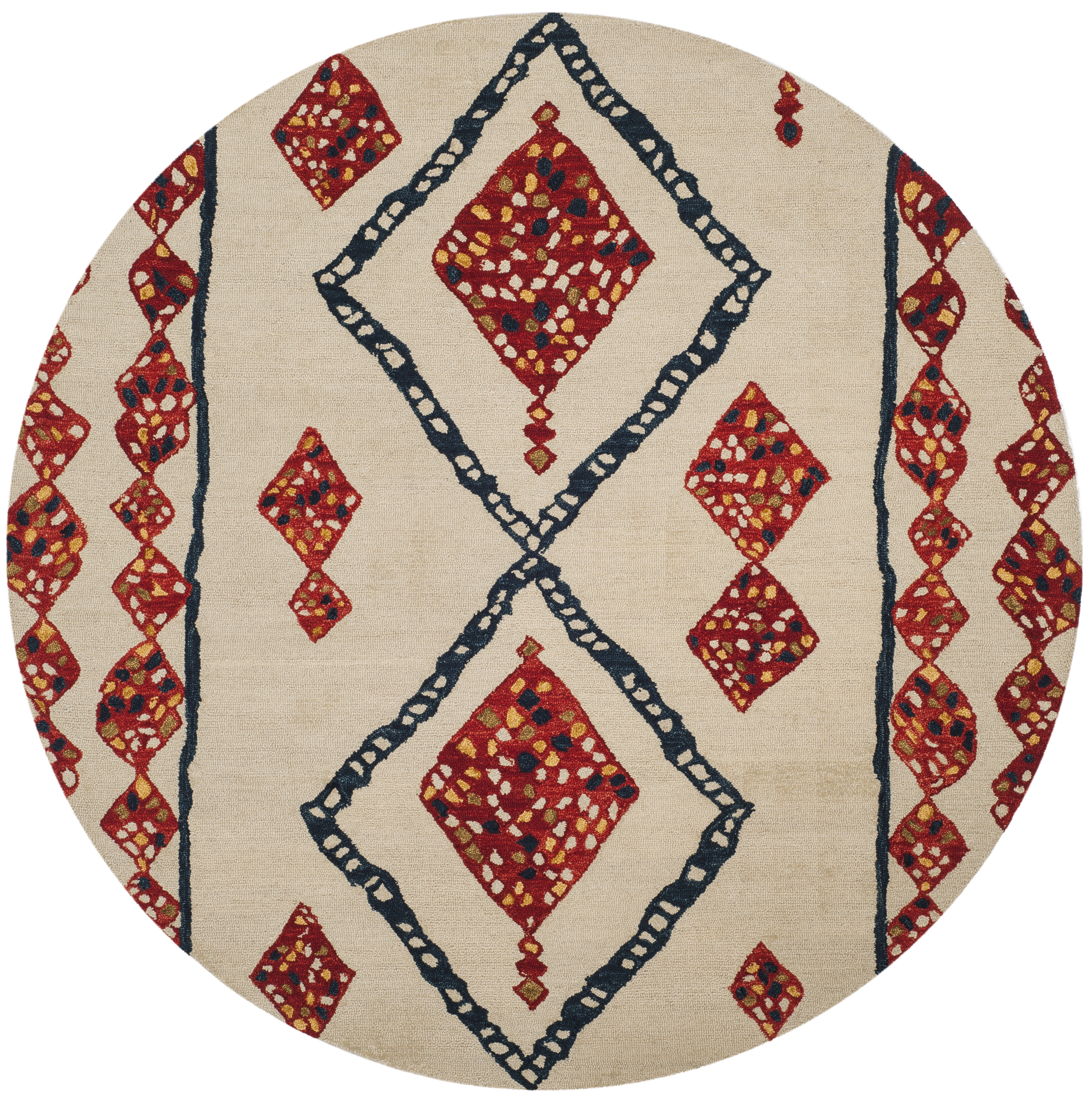 Arlo Home Hand Tufted Area Rug, APN702A, Ivory/Multi,  7' X 7' Round - Image 0