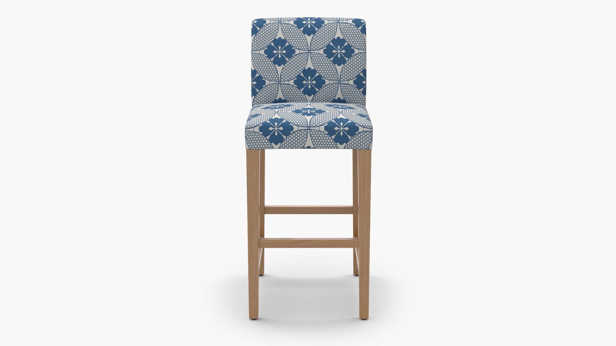 Signature Dining Bar Stool, Bright Navy Solaire, Natural Square Tapered Leg - Image 0