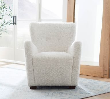 Hart Upholstered Armchair, Polyester Wrapped Cushions, Teddy Faux Fur Ivory - Image 1