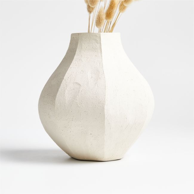 Facette White Vase 8.5" by Athena Calderone - Image 0