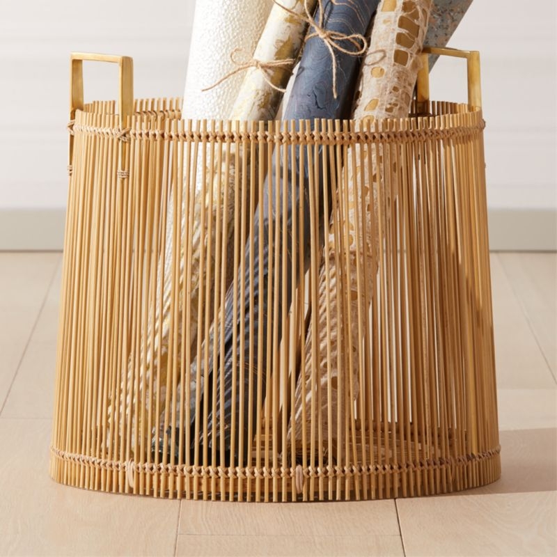 Mina Brass and Bamboo Basket - Image 1