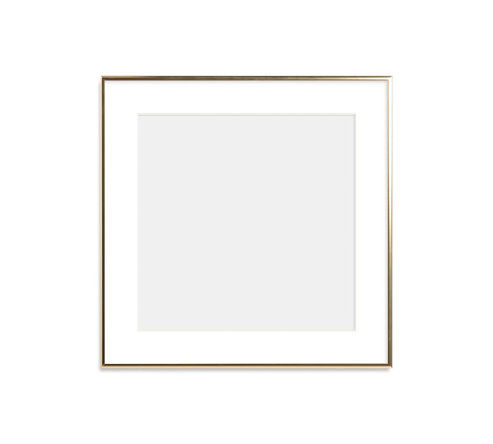 Thin Metal Gallery Frame, 2" Mat, 12x12 - Bright Gold - Image 0