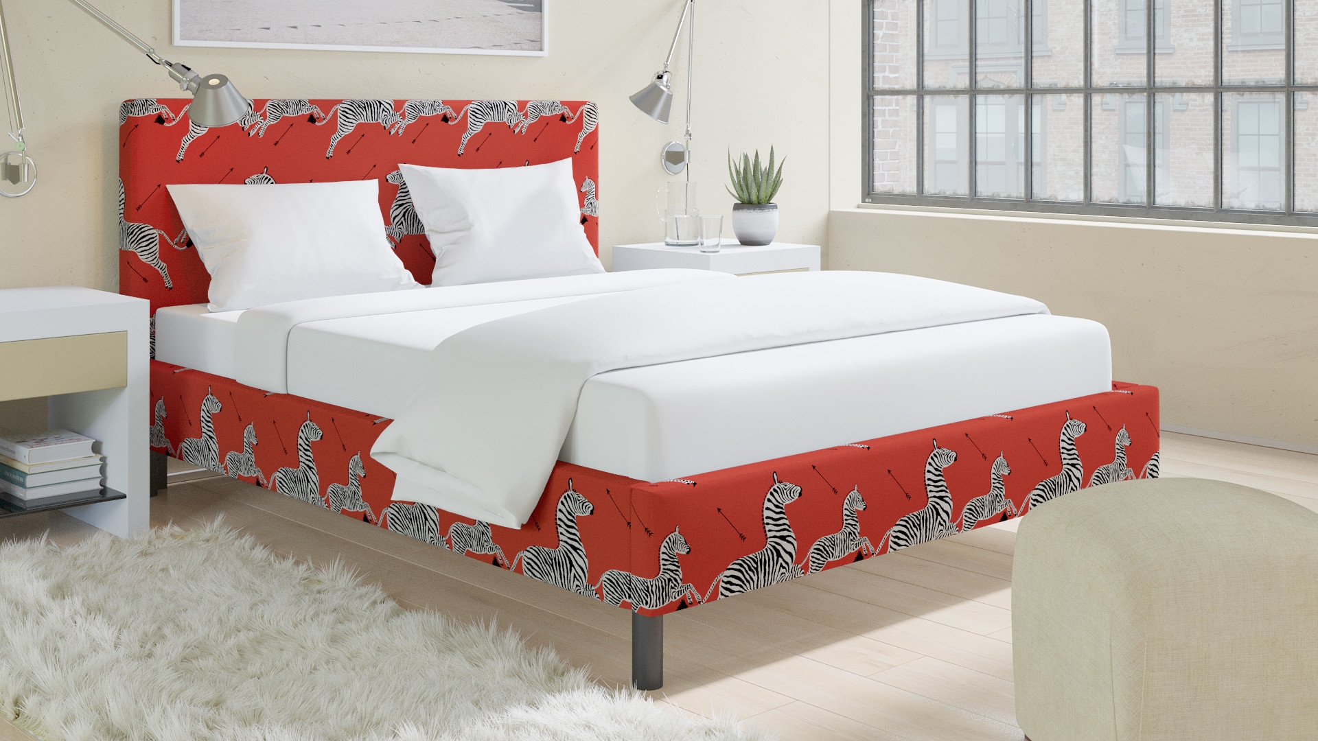 Tailored Platform Bed, Coral Zebra, Queen - Image 2
