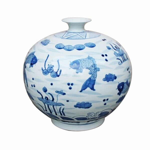 Legend of Asia White/Blue 10.5"" Indoor / Outdoor Porcelain Table Vase - Image 0