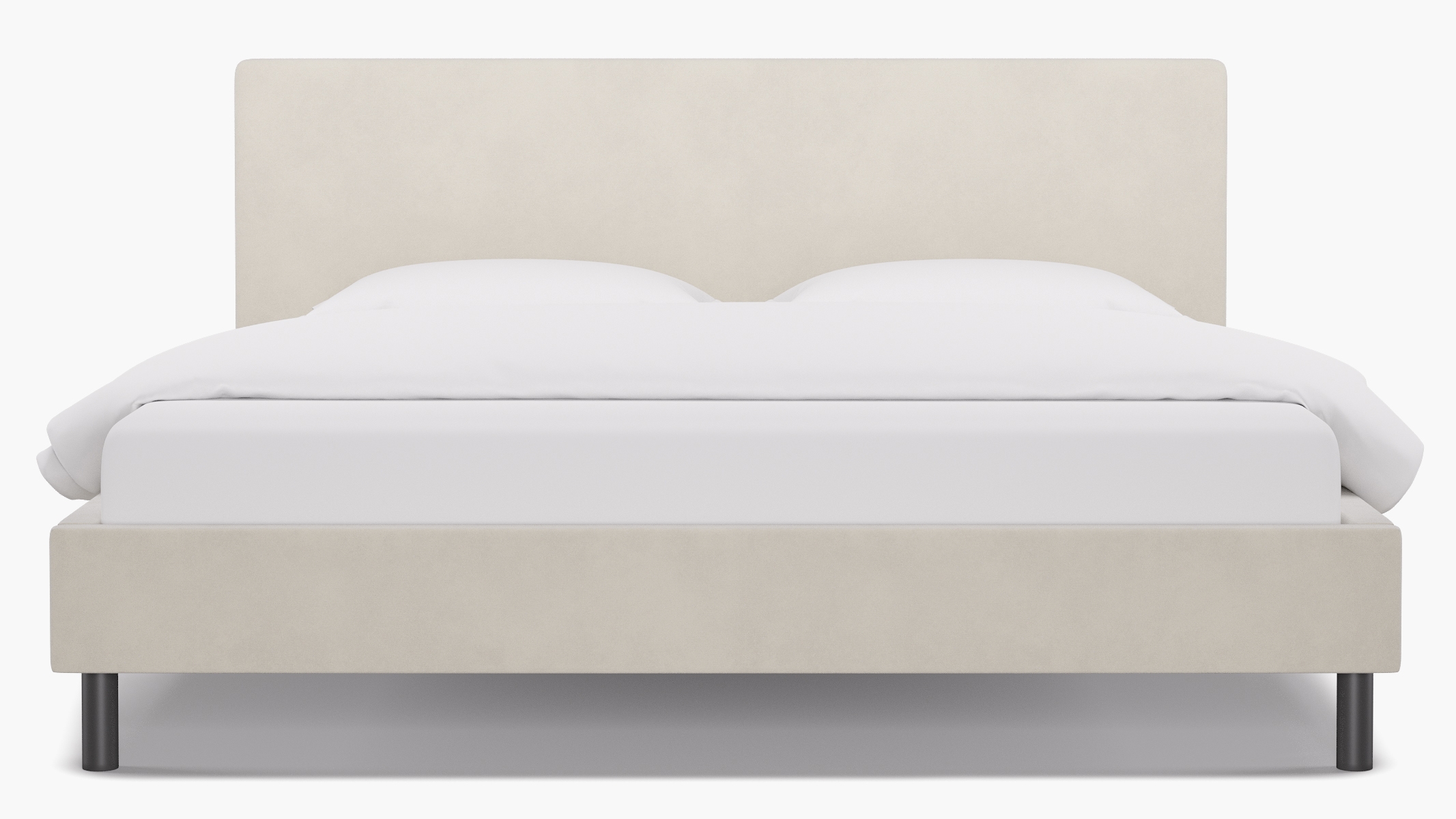 Tailored Platform Bed, White Classic Velvet, King - Image 0