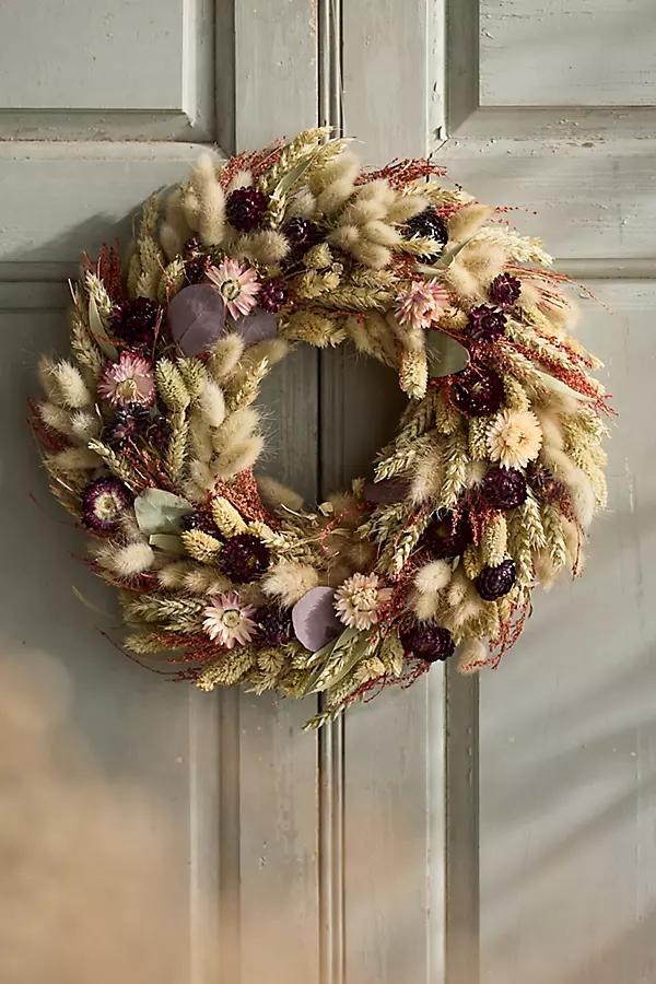 Dutch Field Mix Dried Wreath, Pink - Image 0