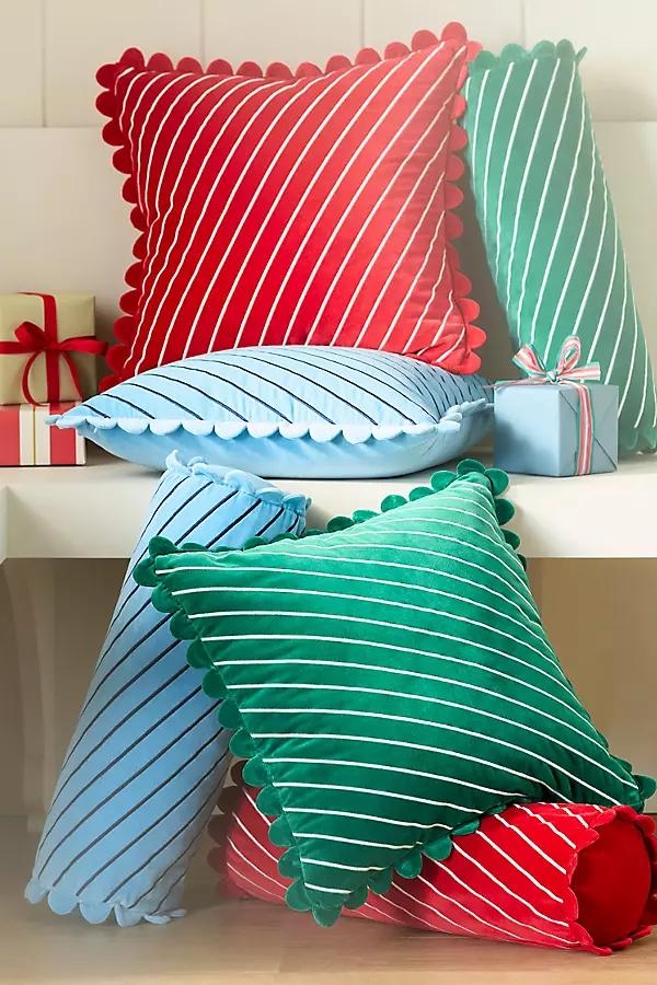 Cotton Velvet Striped Pillow - Image 0