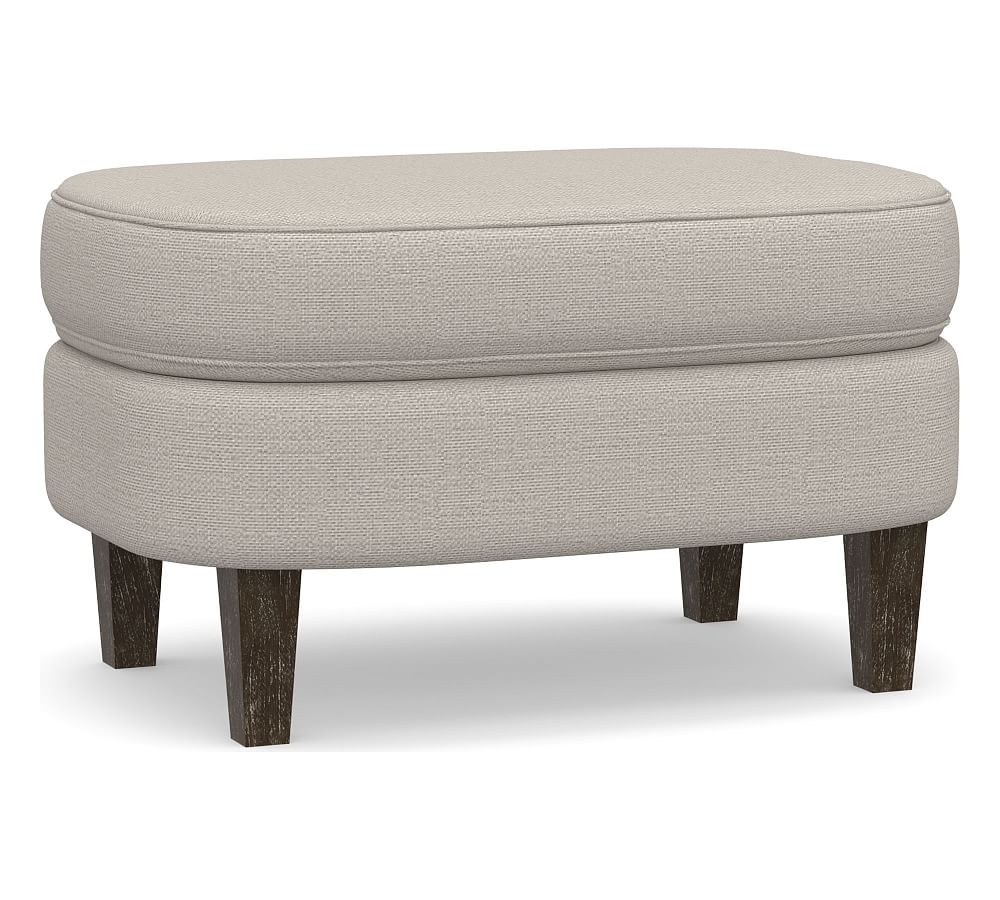 Cardiff Upholstered Ottoman, Polyester Wrapped Cushions, Chunky Basketweave Stone - Image 0