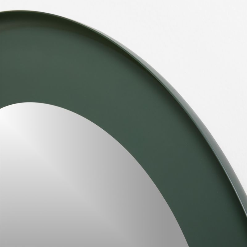 Nello Olive Green Metal 24" Round Wall Mirror - Image 1