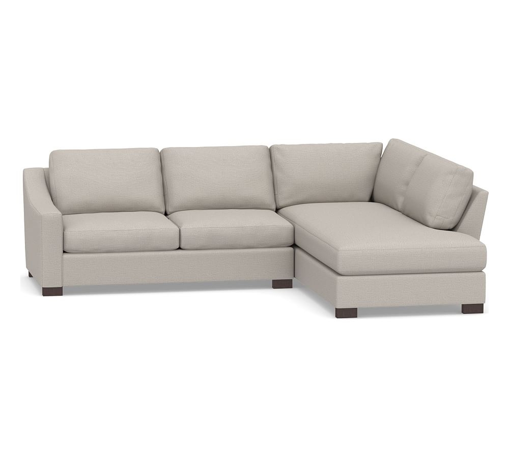 Turner Slope Arm Upholstered Left Sofa Return Bumper Sectional, Down Blend Wrapped Cushions, Chunky Basketweave Stone - Image 0