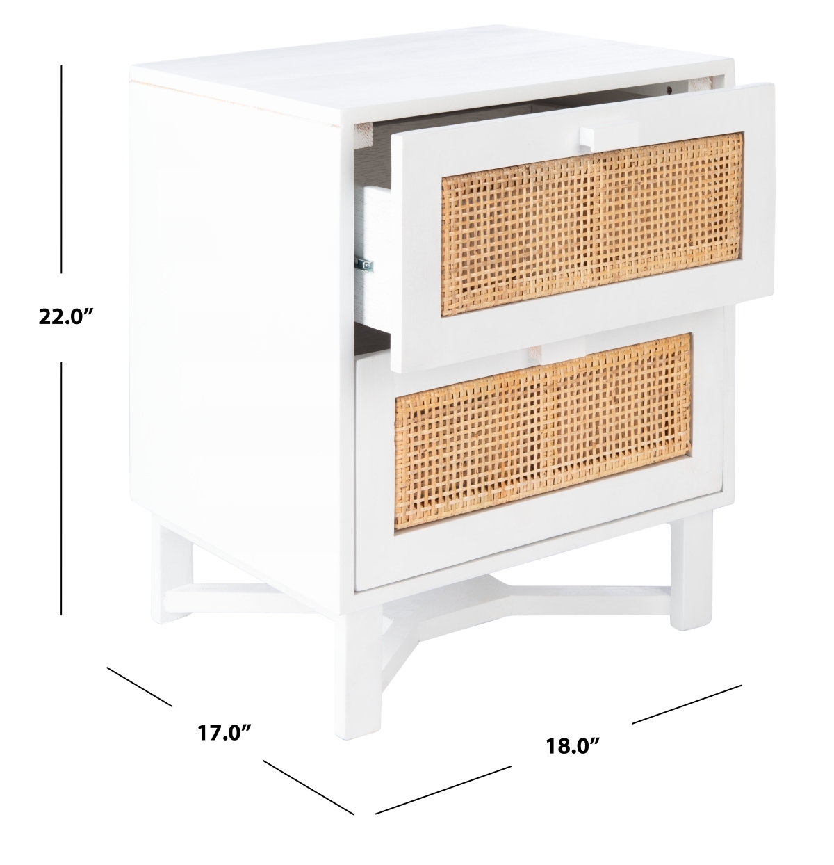 Hedwig 2 Drawer Nightstand - White / Natural - Safavieh - Image 8