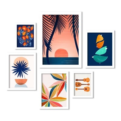 Peace And Palms Framed On Paper 6 Pieces by Modern Tropical Print - Image 0