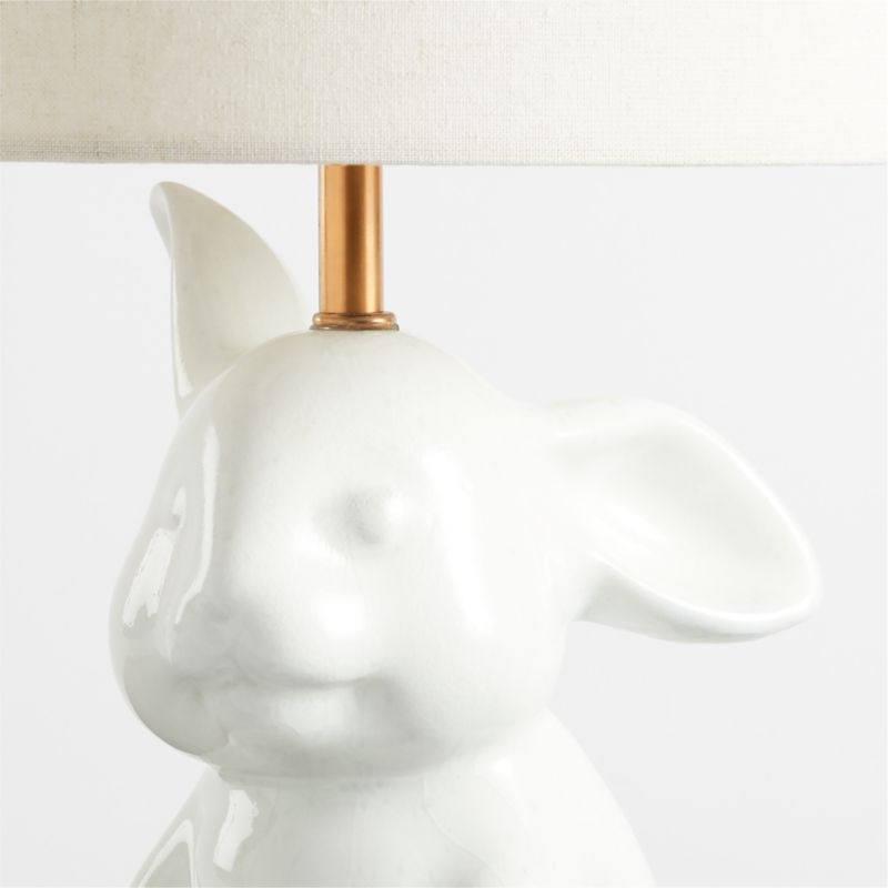 White Crackled Ceramic Woodland Bunny Kids Table Lamp - Image 2