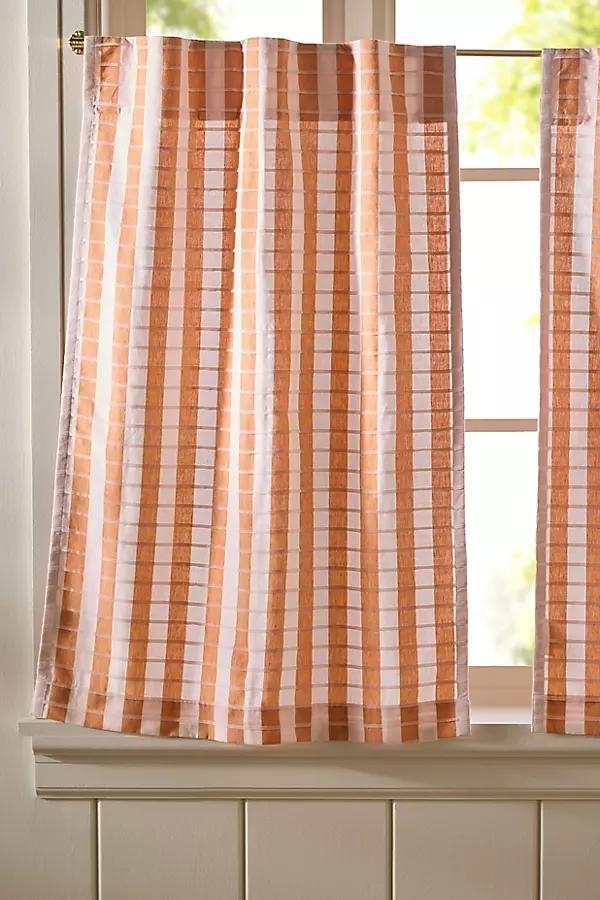 Cotton Woven Stripe Café Curtains, Set of 2 - Image 0