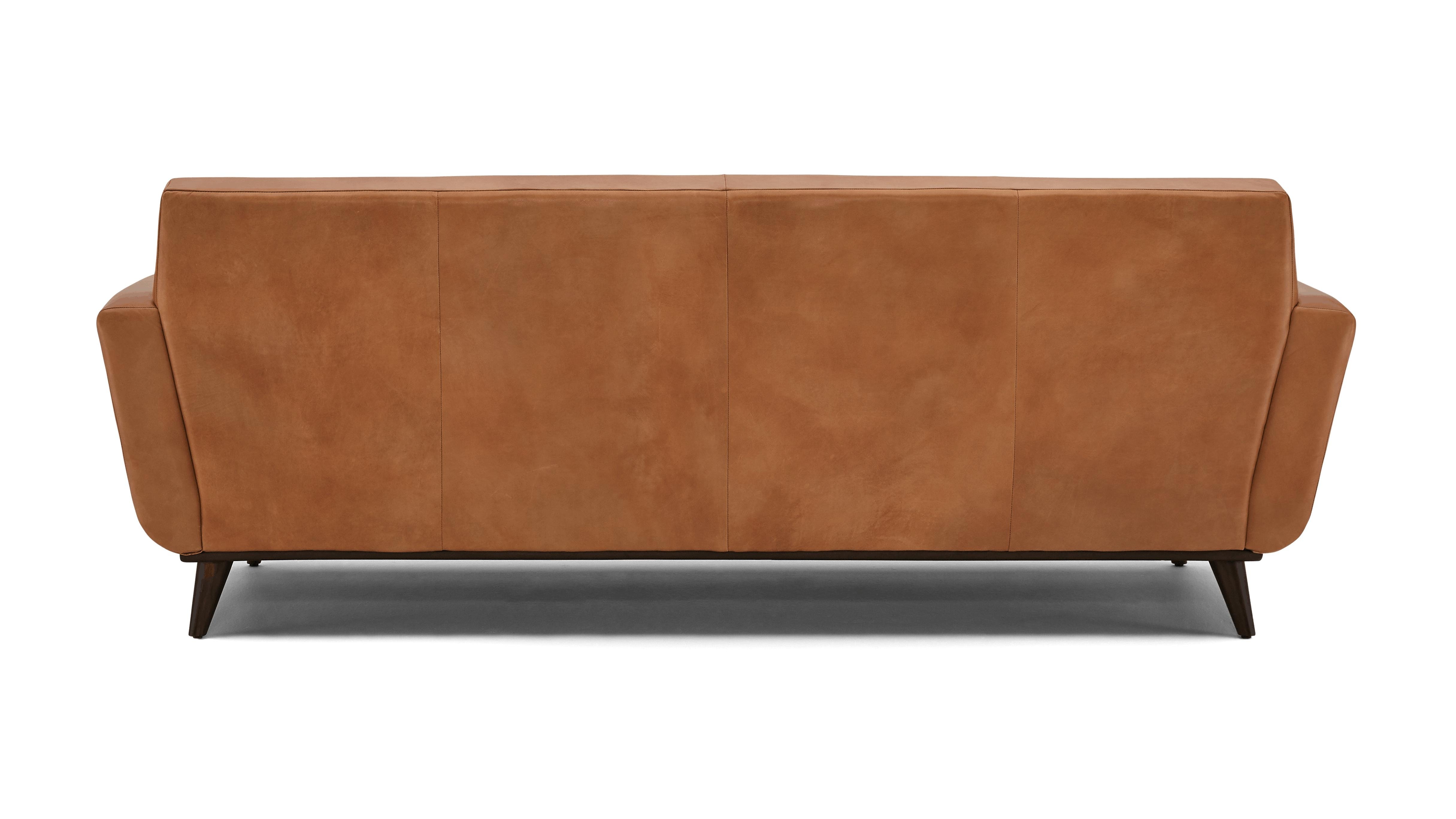 Brown Hughes Mid Century Modern Leather Sofa - Santiago Camel - Mocha - Image 4