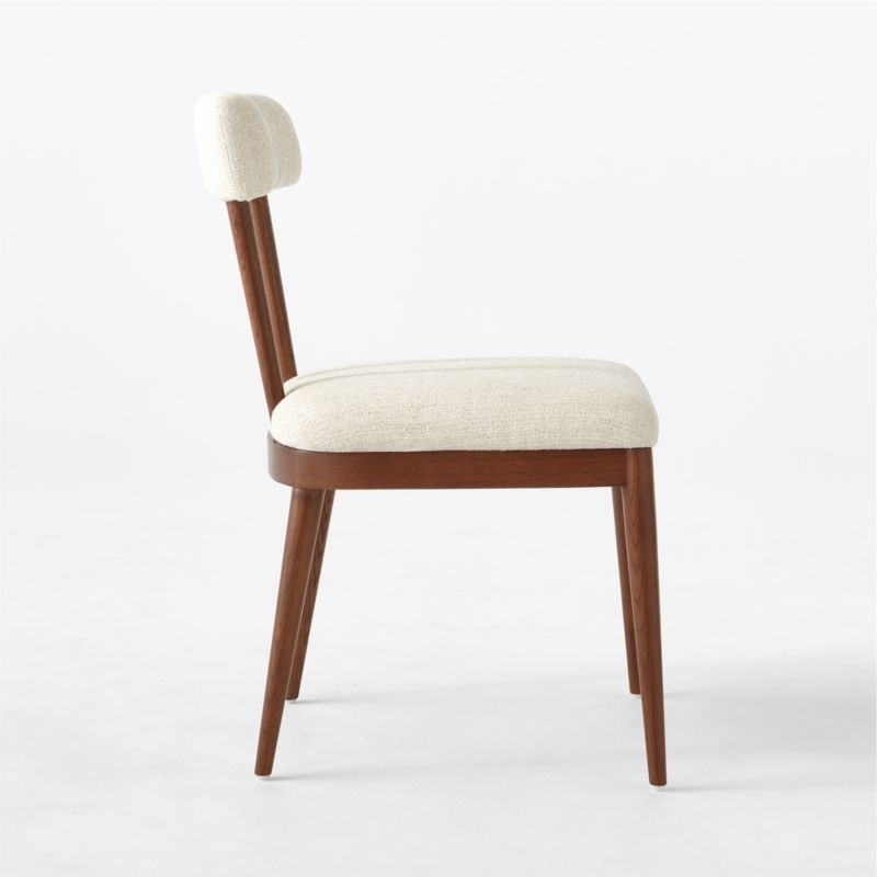 Arcos Oak Wood and Ivory Upholstered Dining Chair Set of 4 - Image 6