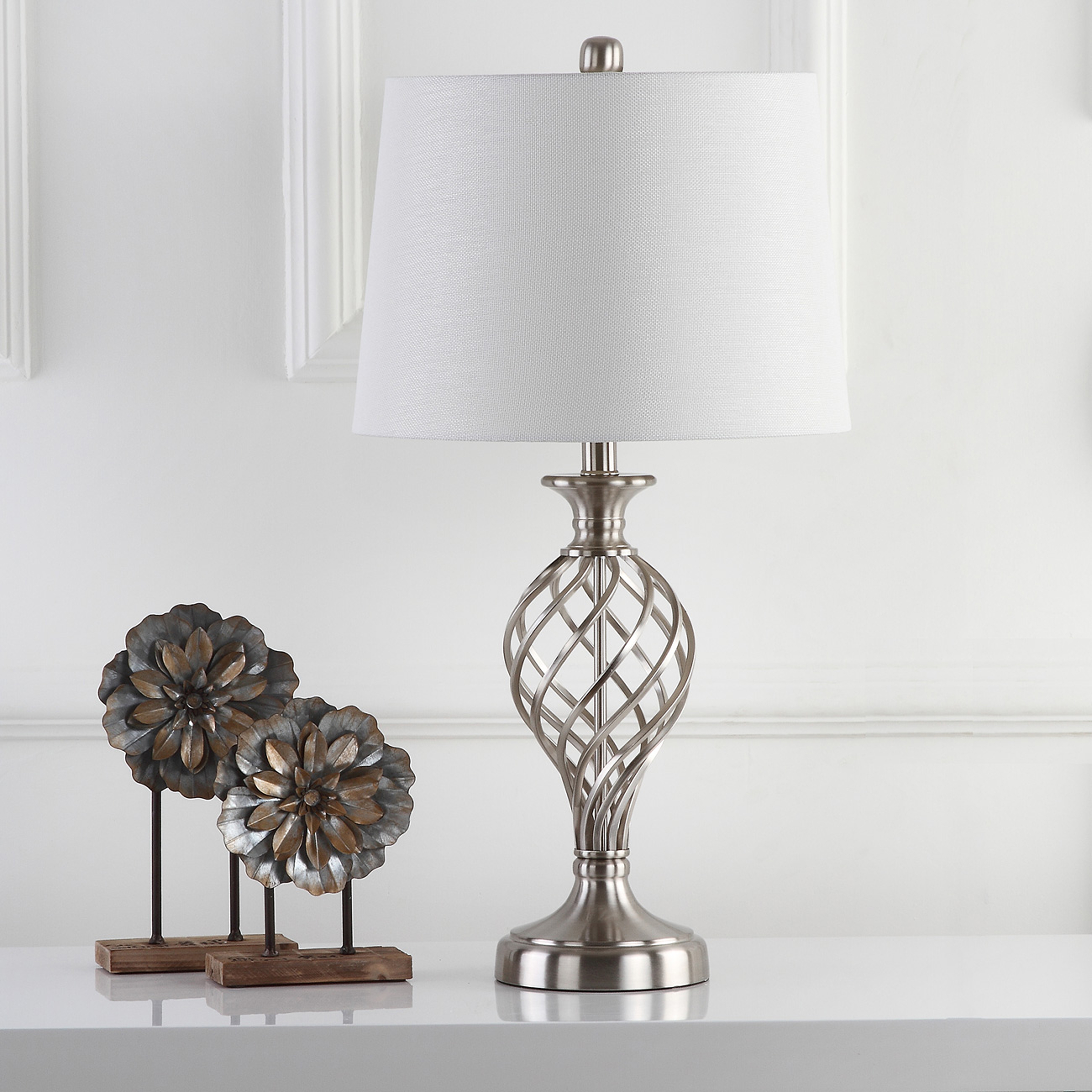 Lattice 26.75-Inch H Urn Table Lamp - Nickel - Safavieh - Image 0