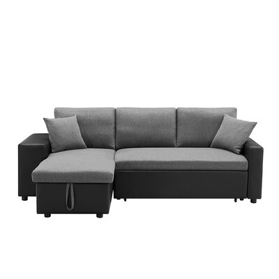 92.5" Wide Linen Reversible Sleeper Sofa & Chaise - Image 0