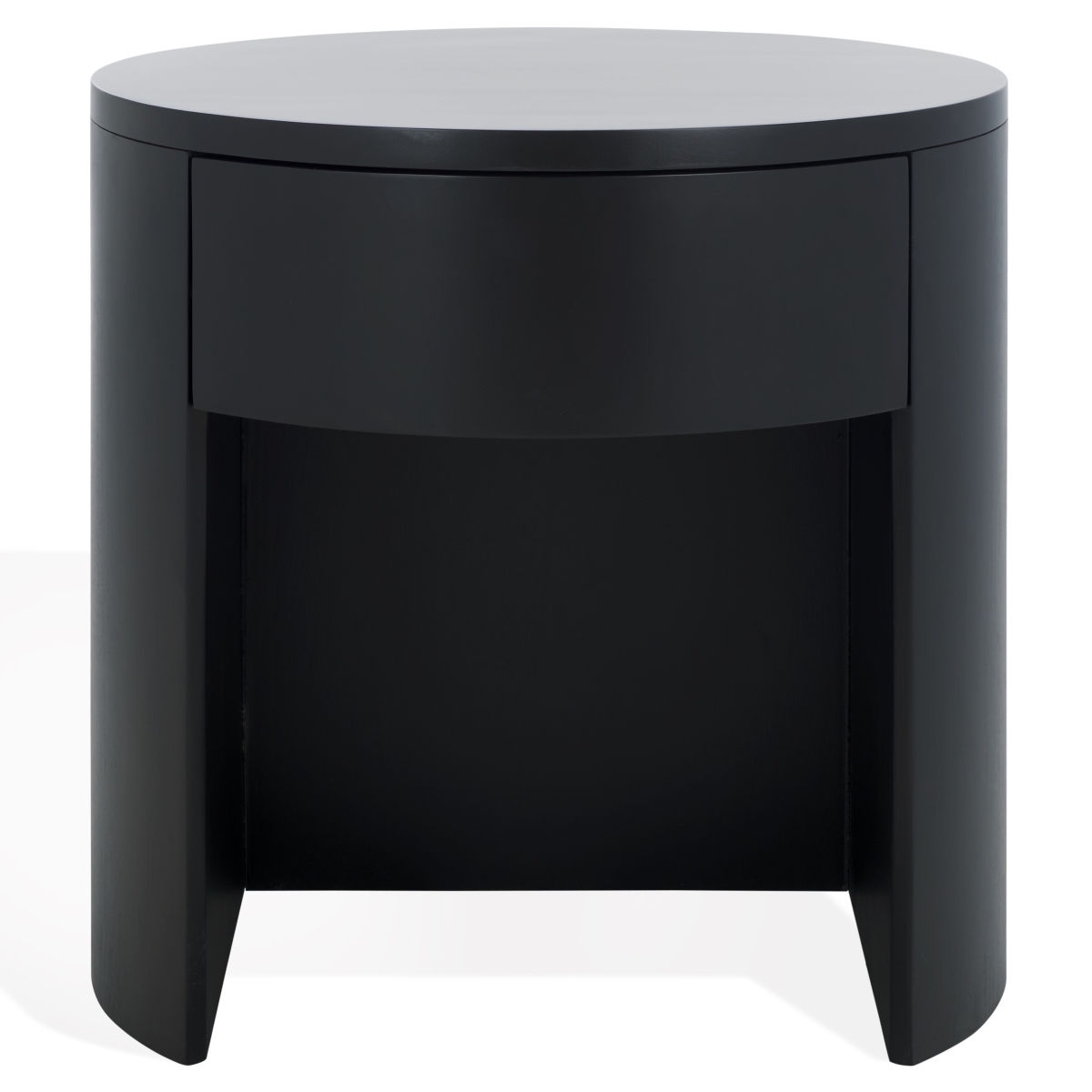 Daiya Round 1 Drawer Wood Nightstand - Black - Image 0